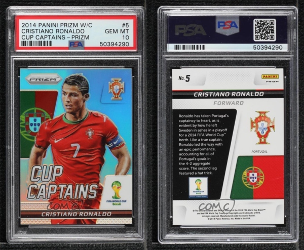 2014 Panini Prizm World Cup Captains Silver Cristiano Ronaldo #5 PSA 10 GEM MT - Image 2
