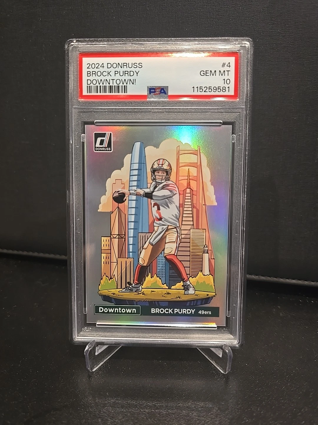 2024 PANINI DONRUSS FOOTBALL BROCK PURDY DOWNTOWN CASE HIT SP #4 PSA 10
