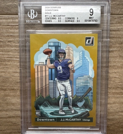 2024 DONRUSS DOWNTOWN GOLD JJ MCCARTHY BGS 9 VIKINGS