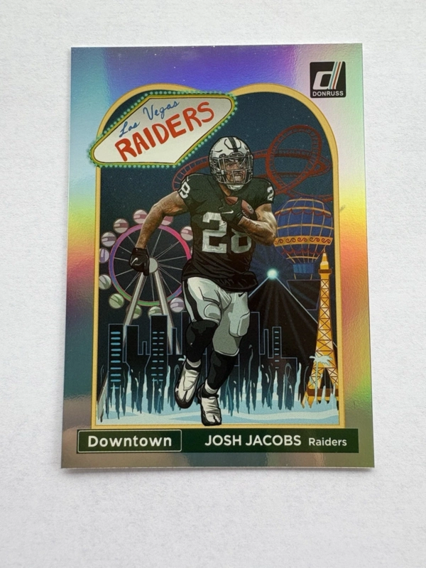 2023 Panini Donruss Downtown! Josh Jacobs #D-12 CLEAN CARD Case hit