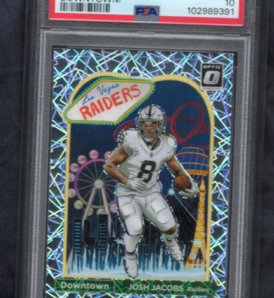 2023 Panini Donruss Optic Downtown PSA 10 Gm Mint #D12 Josh Jacobs Case Hit SSP