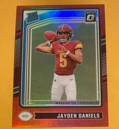 2024 Panini Donruss Optic Jayden Daniels Rookie Red Prizm Holo RC #248 /125