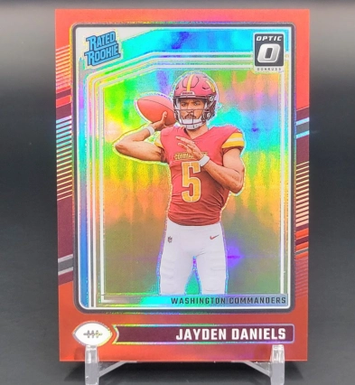 2024 Donruss Optic Rated Rookie Jayden Daniels #248 Red Prizm RC /125 TeamColor