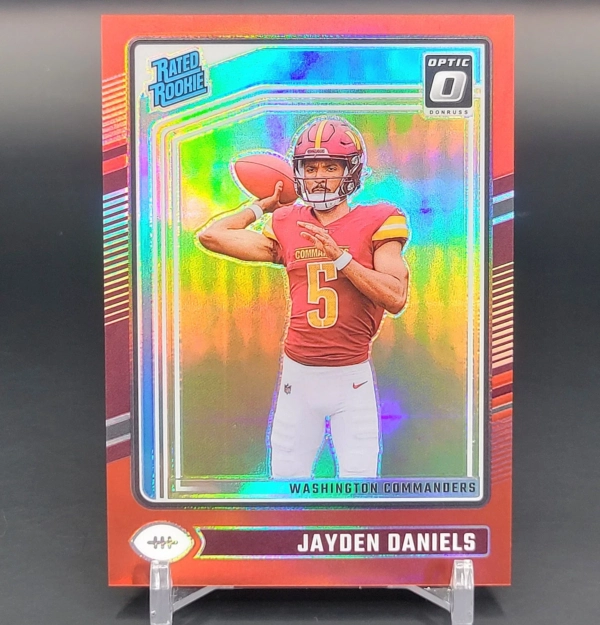 2024 Donruss Optic Rated Rookie Jayden Daniels #248 Red Prizm RC /125 TeamColor