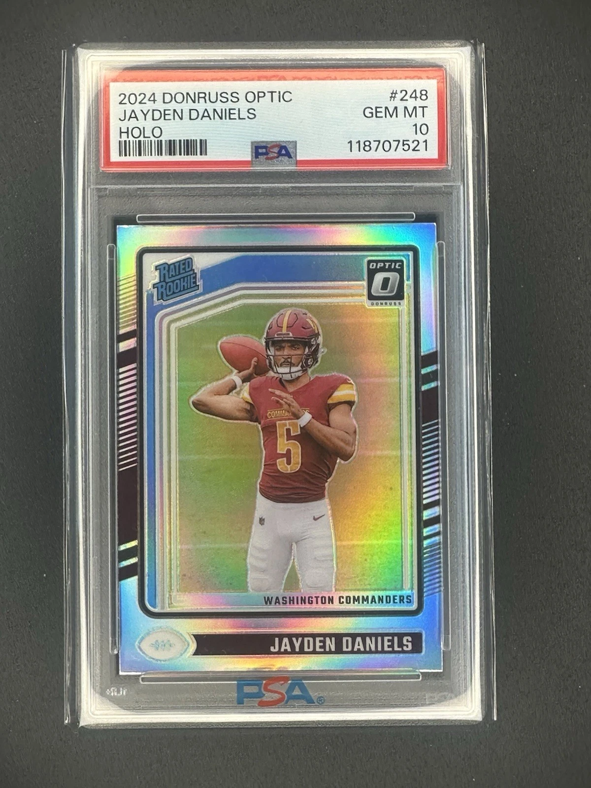 2024 Donruss Optic #248 Jayden Daniels Holo Prizm Rookie Card PSA 10 GEM MINT
