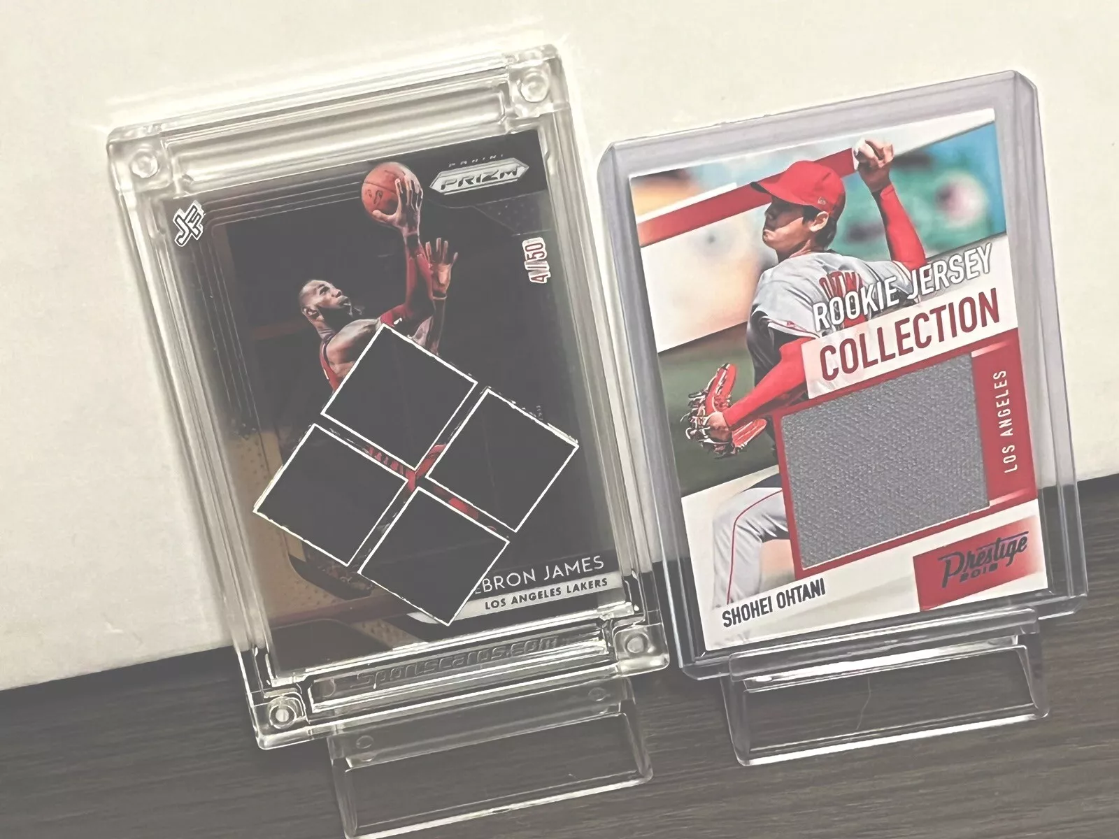 SHOHEI OHTANI ROOKIE JERSEY CARD #06/49 + LEBRON JAMES JERSEY CARD PRIZM 04/50 !