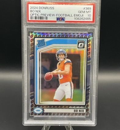 2024 Panini Donruss - Rated Rookie Bo Nix Optic Preview Football Emoji PSA 10