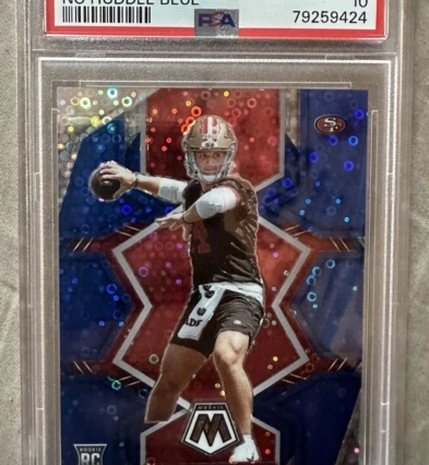 2022 mosaic Brock Purdy no huddle blue PSA 10 rookie card #367 57/75
