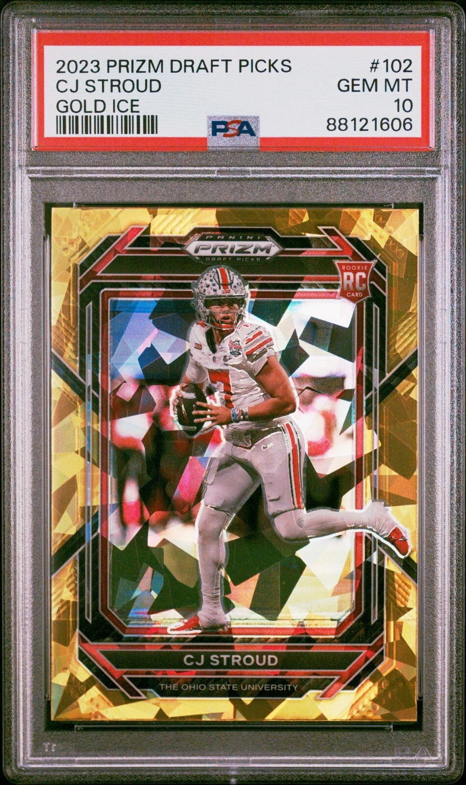 2023 Prizm Draft Picks CJ Stroud RC Gold Ice Prizm #102 Texans PSA 10 GEM MINT