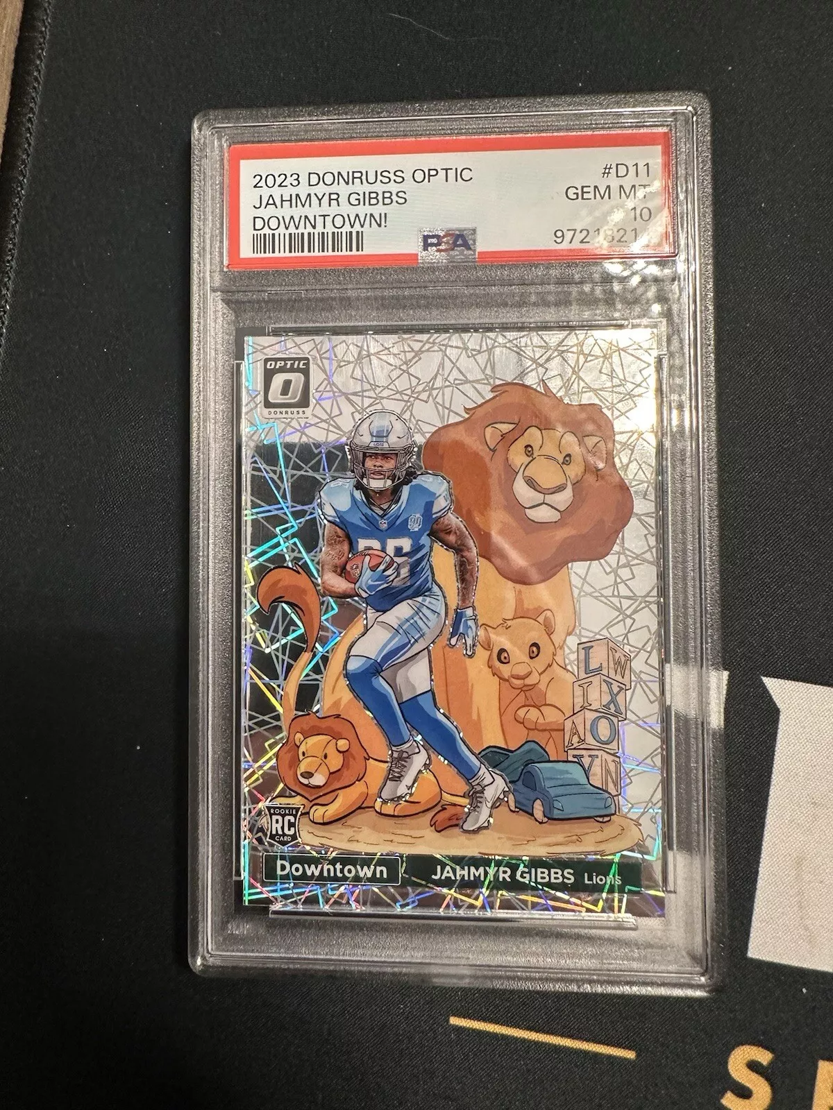 2023 Panini Donruss Optic Football Downtown D-11 Jahmyr Gibbs (RC) PSA 10 GEM MT