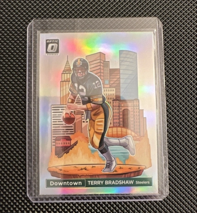 TERRY BRADSHAW 2024 DONRUSS OPTIC DOWNTOWN CASE HIT SSP PITTSBURGH STEELERS