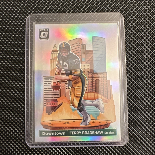 TERRY BRADSHAW 2024 DONRUSS OPTIC DOWNTOWN CASE HIT SSP PITTSBURGH STEELERS