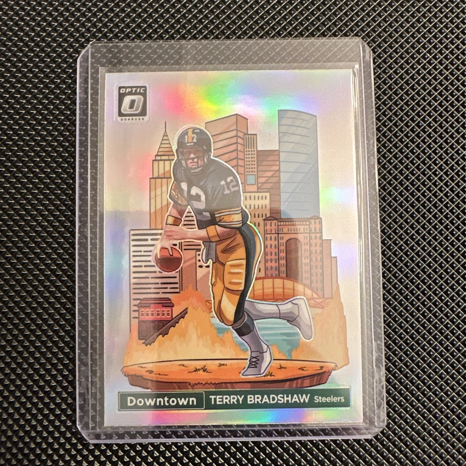 TERRY BRADSHAW 2024 DONRUSS OPTIC DOWNTOWN CASE HIT SSP PITTSBURGH STEELERS