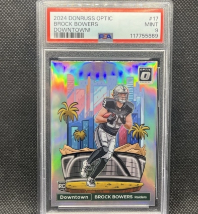 Brock Bowers Rookie Downtown 2024 Panini Donruss Optic Football #17 PSA 9 MINT