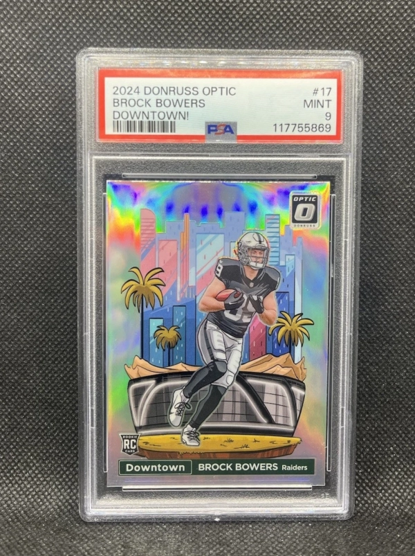 Brock Bowers Rookie Downtown 2024 Panini Donruss Optic Football #17 PSA 9 MINT