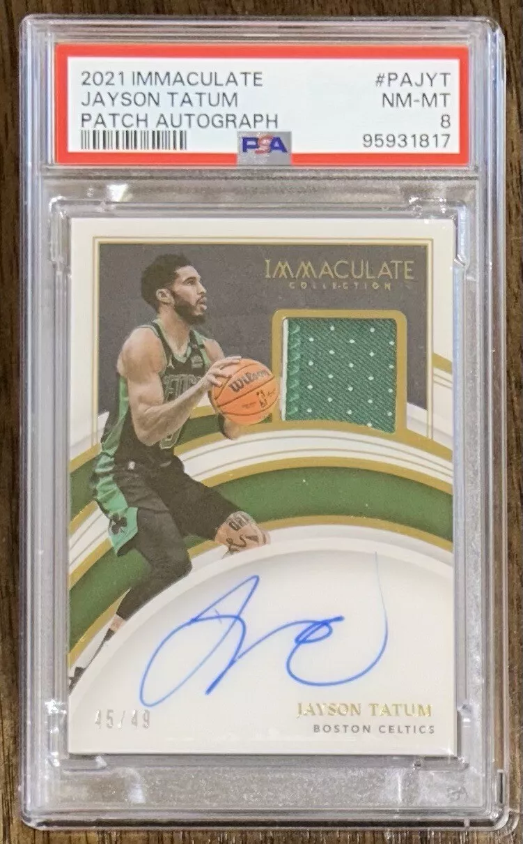 JAYSON TATUM On-card Auto Game Used Patch /49 2021 Immaculate Celtics PSA
