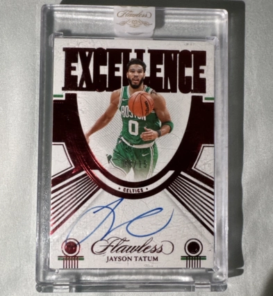 2021-22 PANINI FLAWLESS Jayson Tatum EXCELLENCE Encased On Card Auto /15 SP Ruby