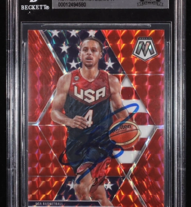 2019 Panini Mosaic Red Prizm 260 Stephen Curry USA Signed BGS BAS Witnessed Auto