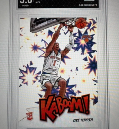 2020 Panini Crown Royal Kaboom Rookie Card Obi Toppin graded 9.5