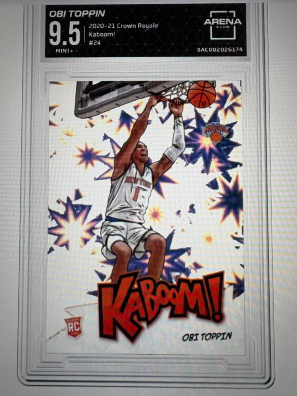2020 Panini Crown Royal Kaboom Rookie Card Obi Toppin graded 9.5