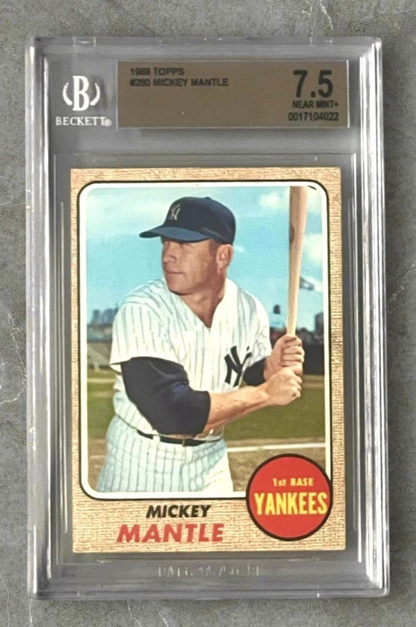 Mickey Mantle 1968 Topps Baseball #280 New York Yankees BGS 7.5 NM+