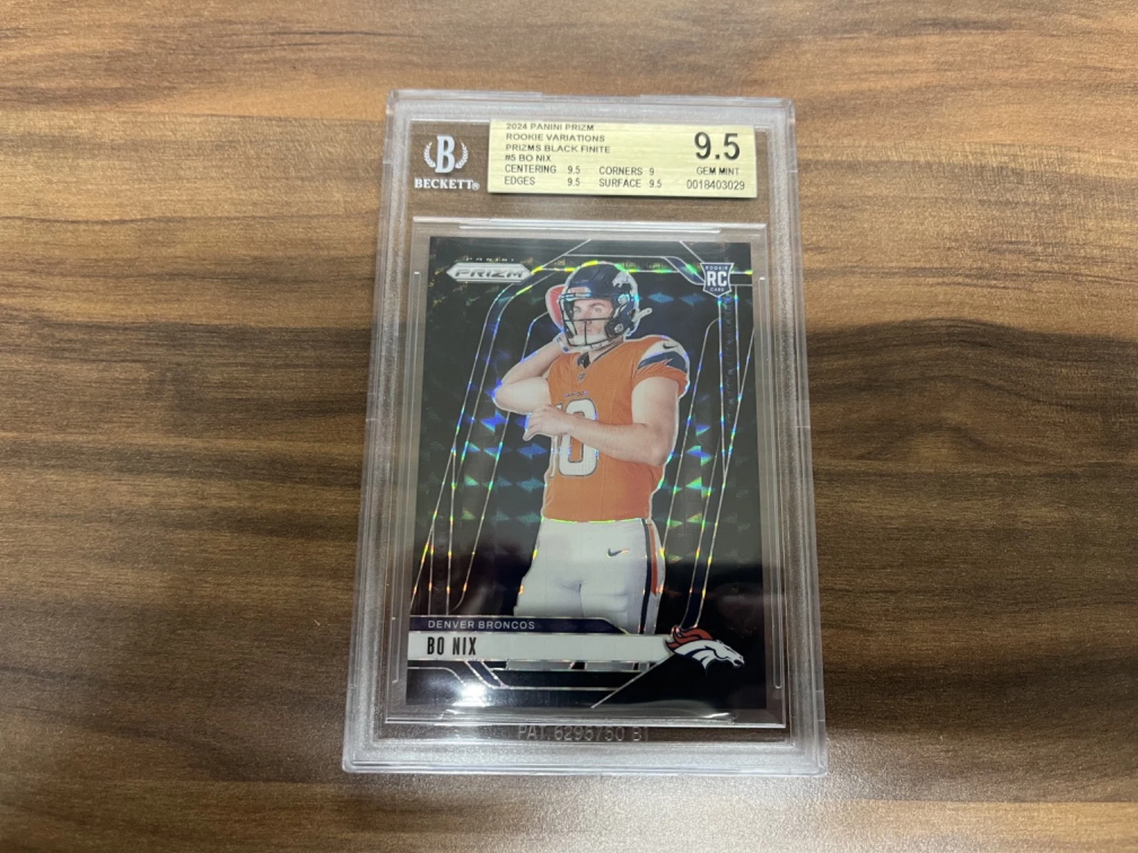2024 Panini Prizm RC Bo Nix #5 Rookie Variation Black Finite 1/1!