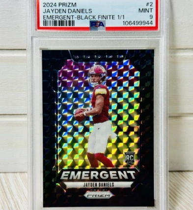 2024 Prizm Jayden Daniels Emergent Black Finite 1/1 Rookie RC #2 PSA 9