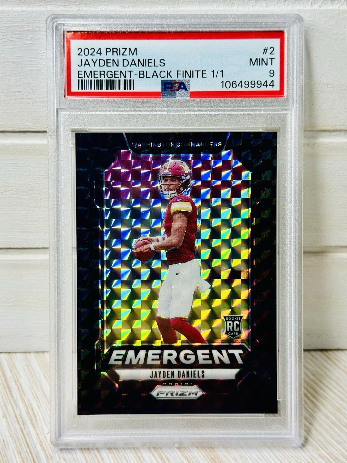 2024 Prizm Jayden Daniels Emergent Black Finite 1/1 Rookie RC #2 PSA 9