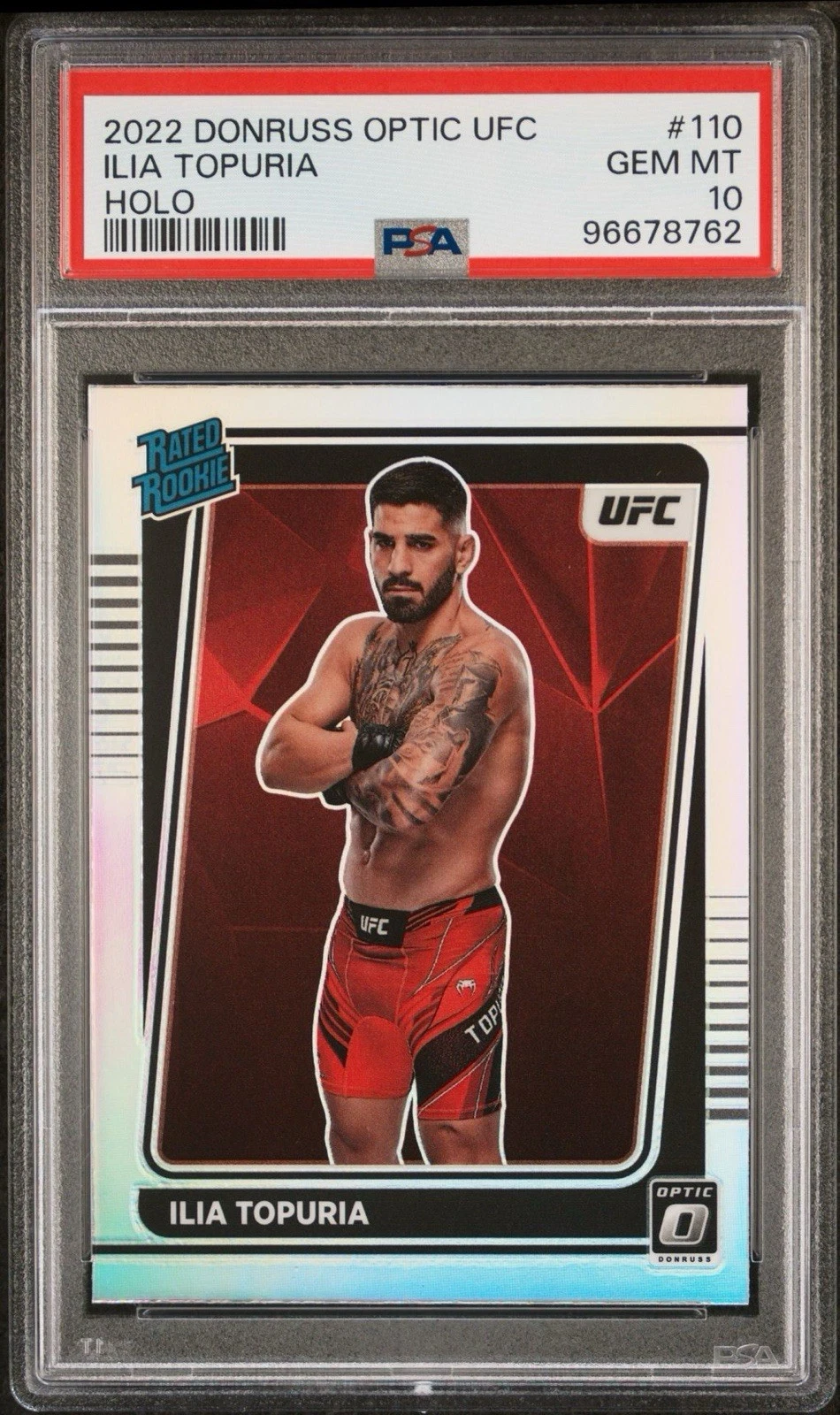 2022 Panini Donruss Optic UFC Rated Rookie Ilia Topuria #110 HOLO PSA 10 POP 15