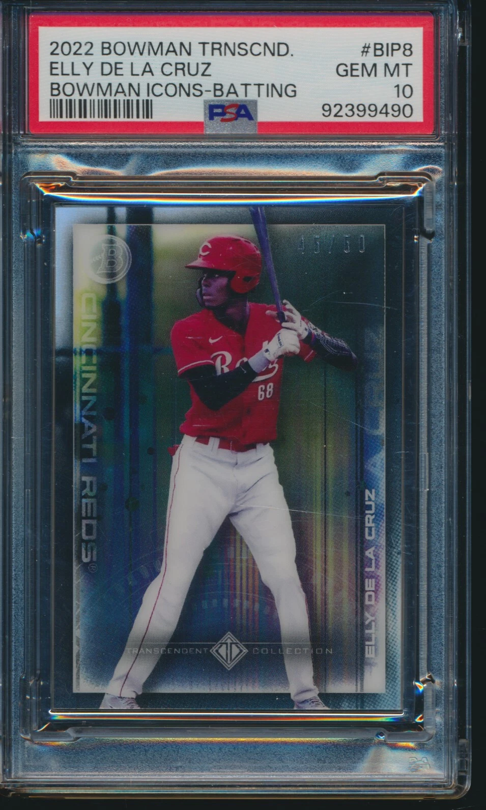 PSA 10 ELLY DE LA CRUZ 2022 Bowman Transcendent Icons/50 REDS Rookie RC GEM MINT