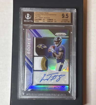 2018 Panini Prizm Silver #20 Lamar Jackson /99 Auto Patch RC GemMint BGS 9.5/10