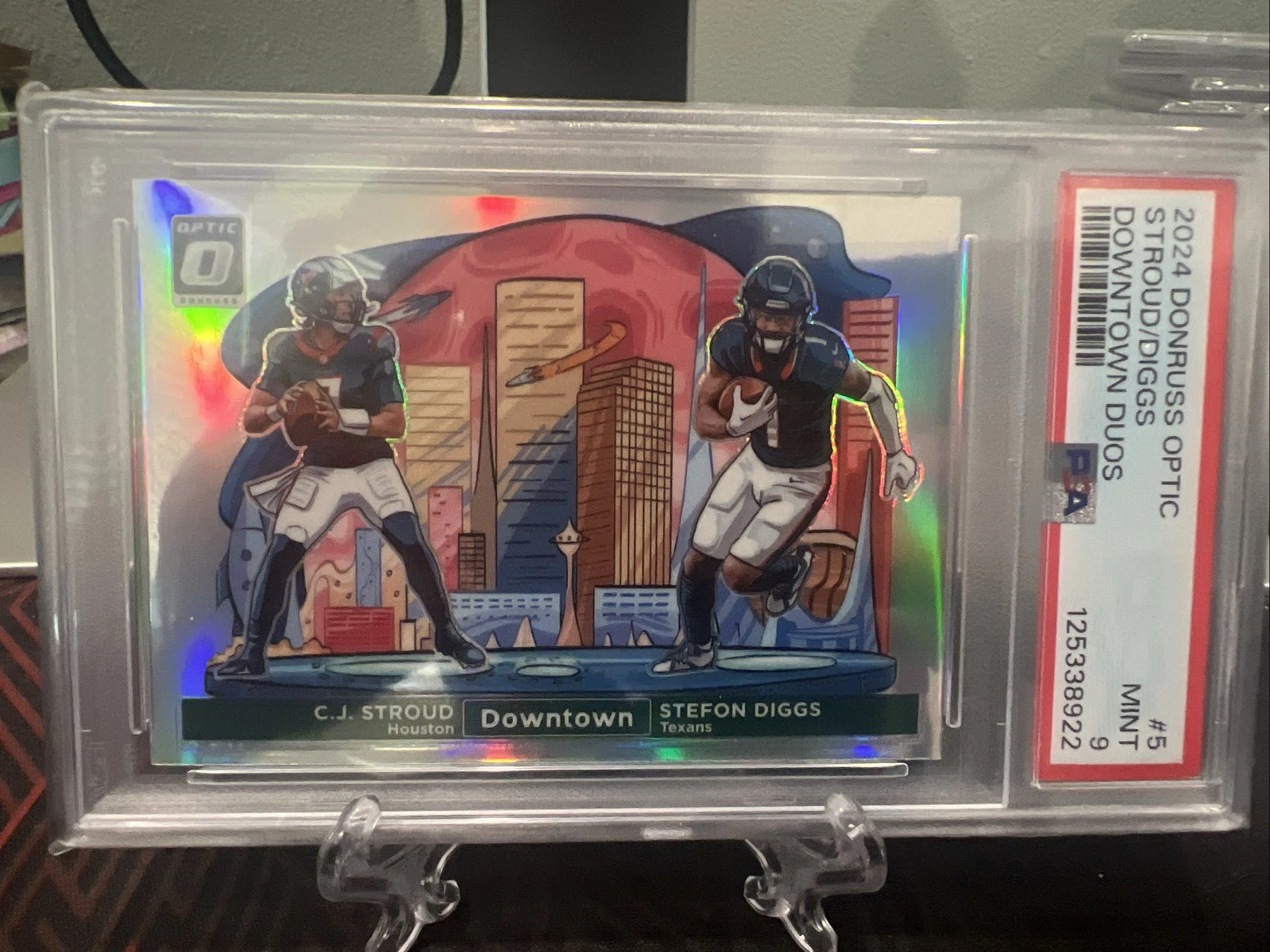PSA 9 2024 Panini Donruss Optic #5 CJ Stroud Stefon Diggs Dual Downtown Texans
