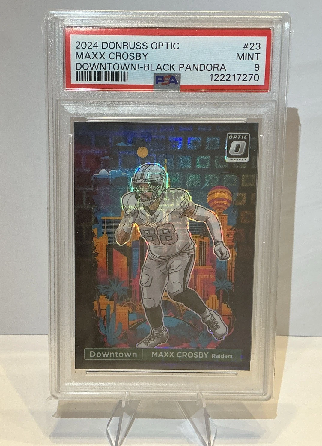 2024 Donruss Optic Maxx Crosby DOWNTOWN! Rare Black Pandora #23/25- PSA 9 Mint