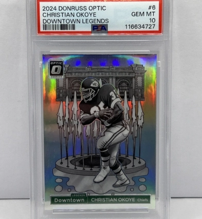 2024 Donruss Optic Christian Okoye #6 Downtown Legends PSA 10