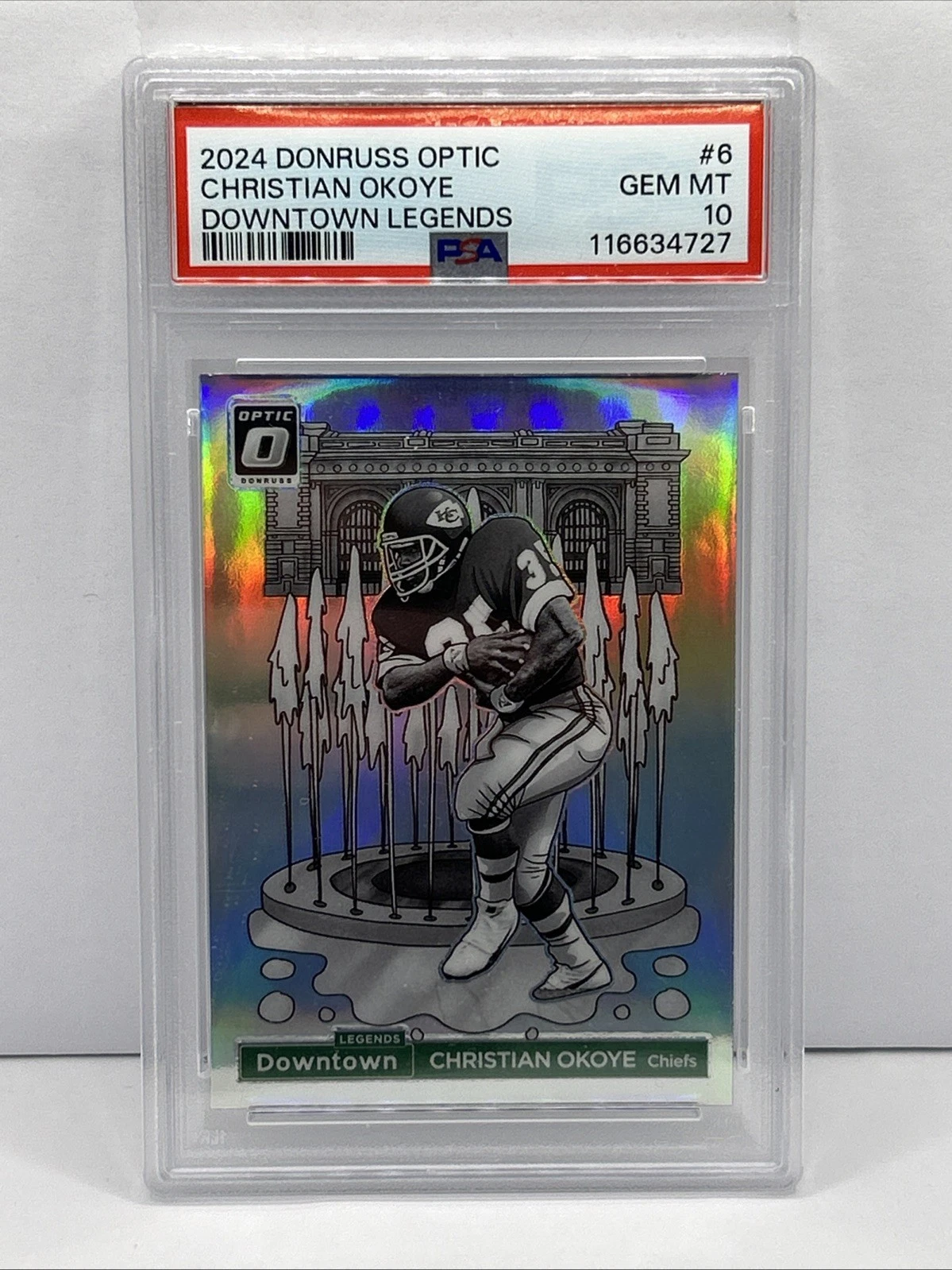 2024 Donruss Optic Christian Okoye #6 Downtown Legends PSA 10