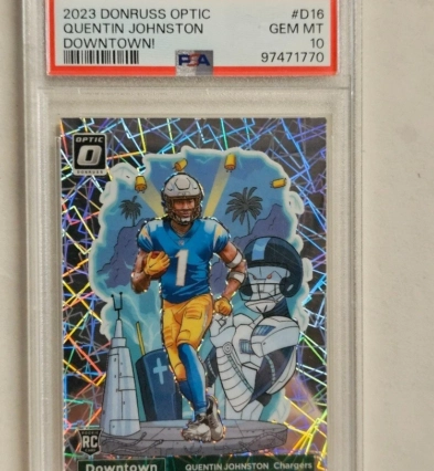 QUENTIN JOHNSTON PSA 10 OPTIC DOWNTOWN 2023 PANINI DONRUSS #D-16 ROOKIE RC