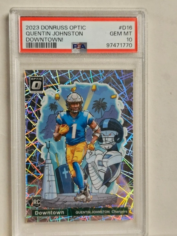 QUENTIN JOHNSTON PSA 10 OPTIC DOWNTOWN 2023 PANINI DONRUSS #D-16 ROOKIE RC