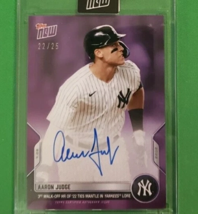 Topps NOW 2022 Card #611c Aaron Judge 22/25 On-Card Auto