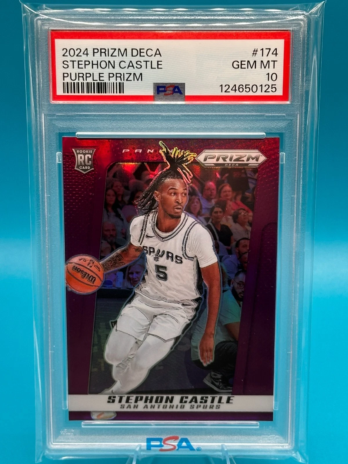 2024-25 Panini Prizm Deca - Stephon Castle #174 Purple Prizm /99 (RC) PSA10