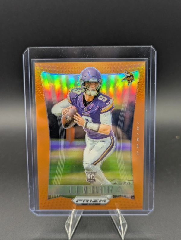 2024 Panini Prizm Deca - J.J. McCarthy #203 Orange Prizm /49 (RC)