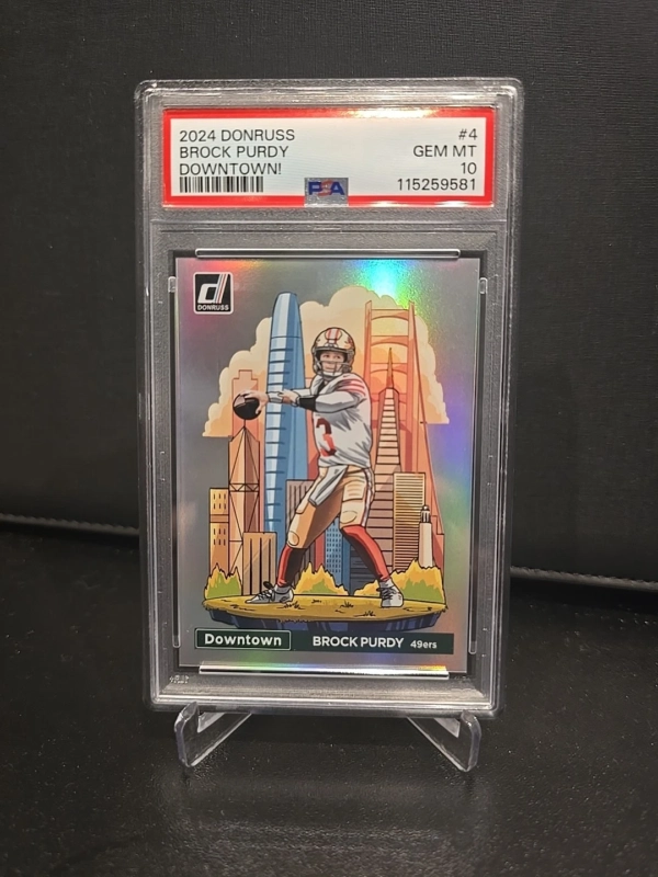 2024 PANINI DONRUSS FOOTBALL BROCK PURDY DOWNTOWN CASE HIT SP #4 PSA 10