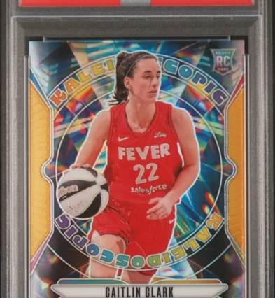 2024 Panini Prizm WNBA Kaleidoscopic Caitlin Clark Gold Prizm Rookie #7/10 PSA 9