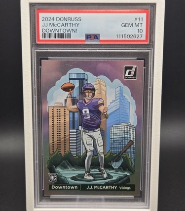 J.J. McCarthy 2024 Donruss Downtown #11 Rookie Card - PSA 10 GEM MT