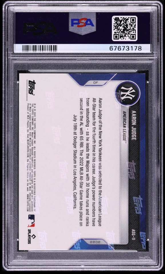 2022 Topps Now MLB All-Star Game Red Aaron Judge /10 #ASG11 PSA 10 GEM MINT - Image 2
