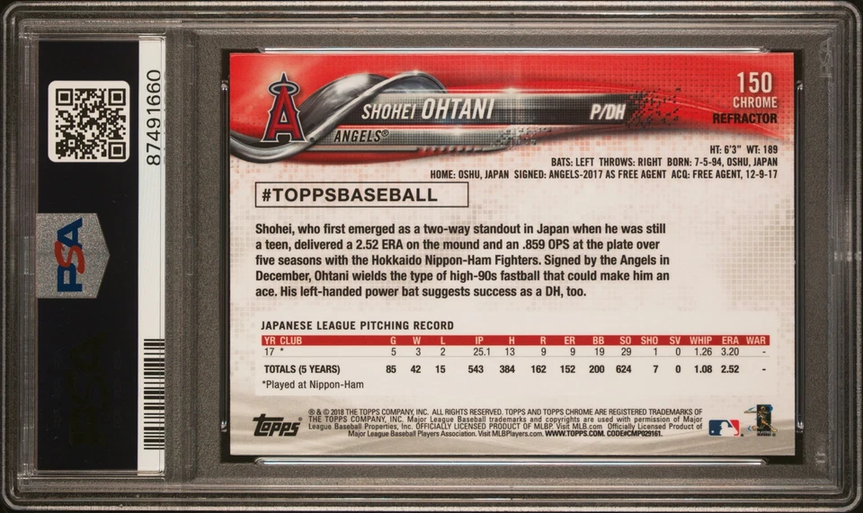 PSA 10 SHOHEI OHTANI 2018 Topps Chrome SEPIA REFRACTOR Pitching RC GEM MINT - Image 3