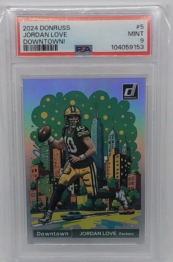 JORDAN LOVE 2024 DONRUSS DOWNTOWN! STANDARD SIZE PSA 9 Green Bay Packers - Image 7