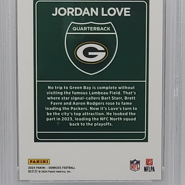 JORDAN LOVE 2024 DONRUSS DOWNTOWN! STANDARD SIZE PSA 9 Green Bay Packers - Image 5