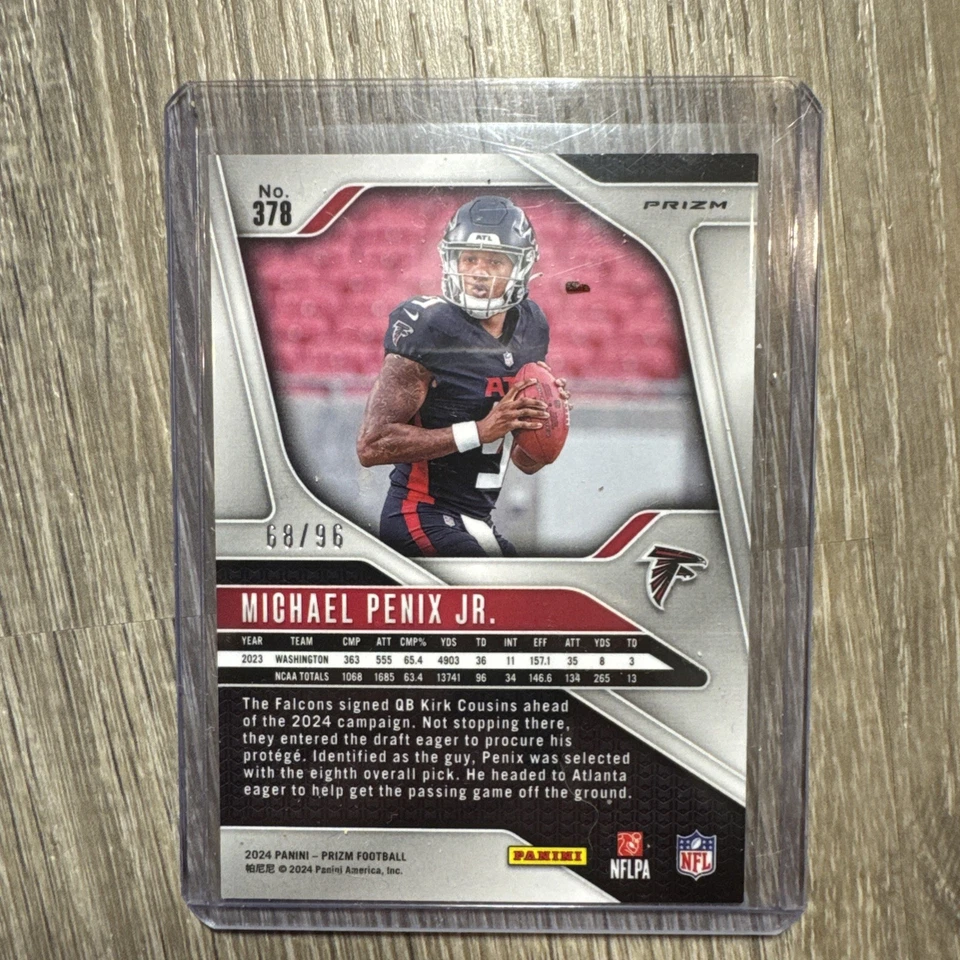 2024 Panini Prizm - Michael Penix Jr. FALCONS #378 Rookie Blue Sparkle Prizm /96 - Image 2