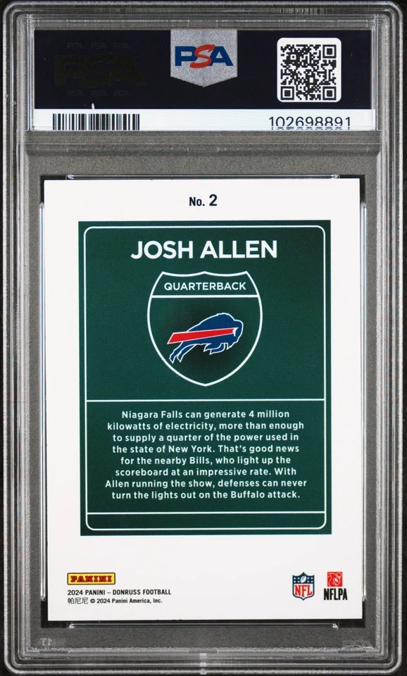 2021 Panini Donruss Josh Allen Downtown #DT2 PSA 9 - Image 2