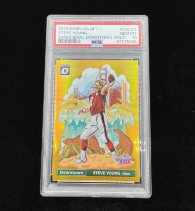 2023 Panini Donruss Downtown! Steve Young Gold /10 PSA 10 MT GEM